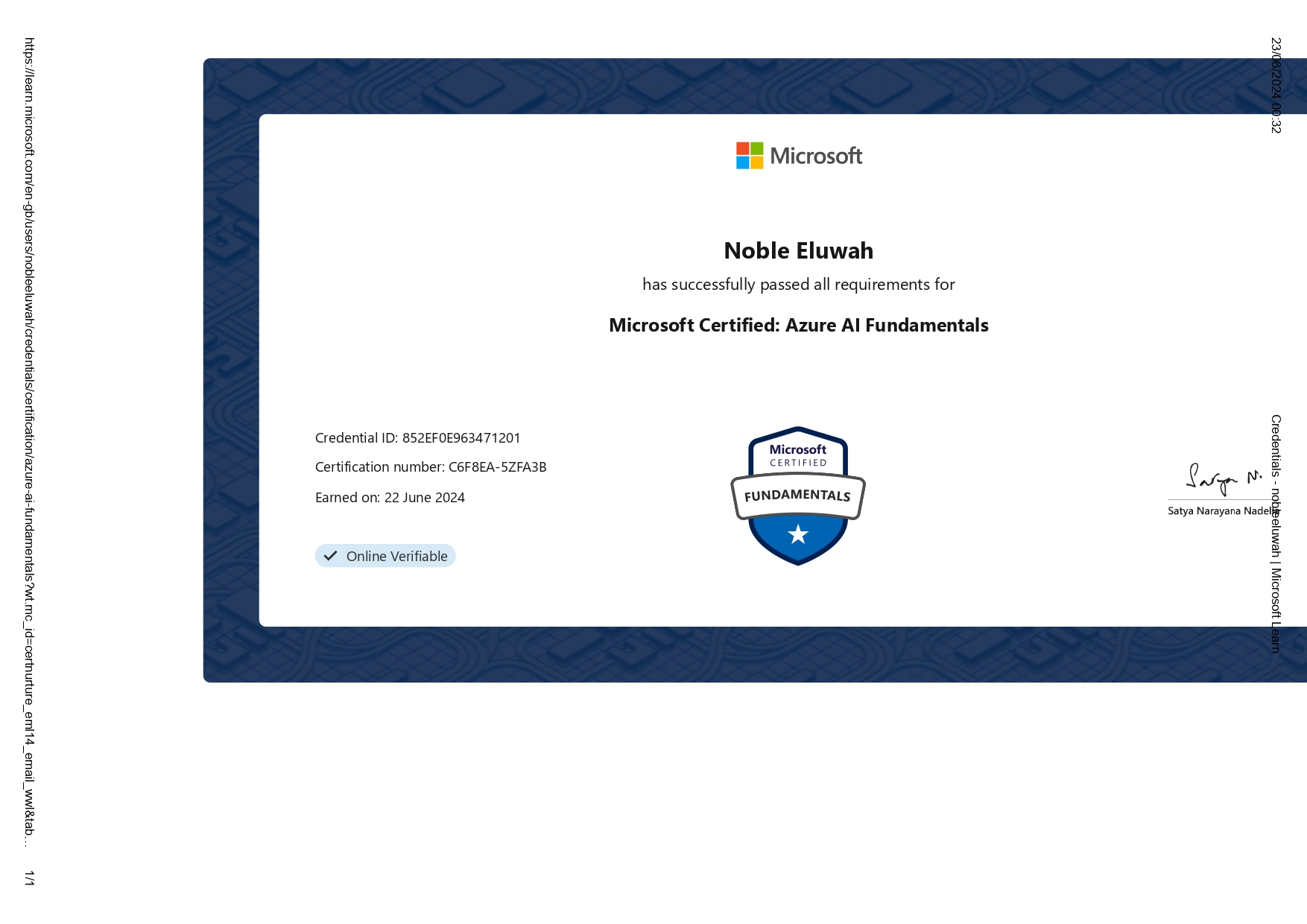 Microsoft Certified: Azure AI Fundamentals